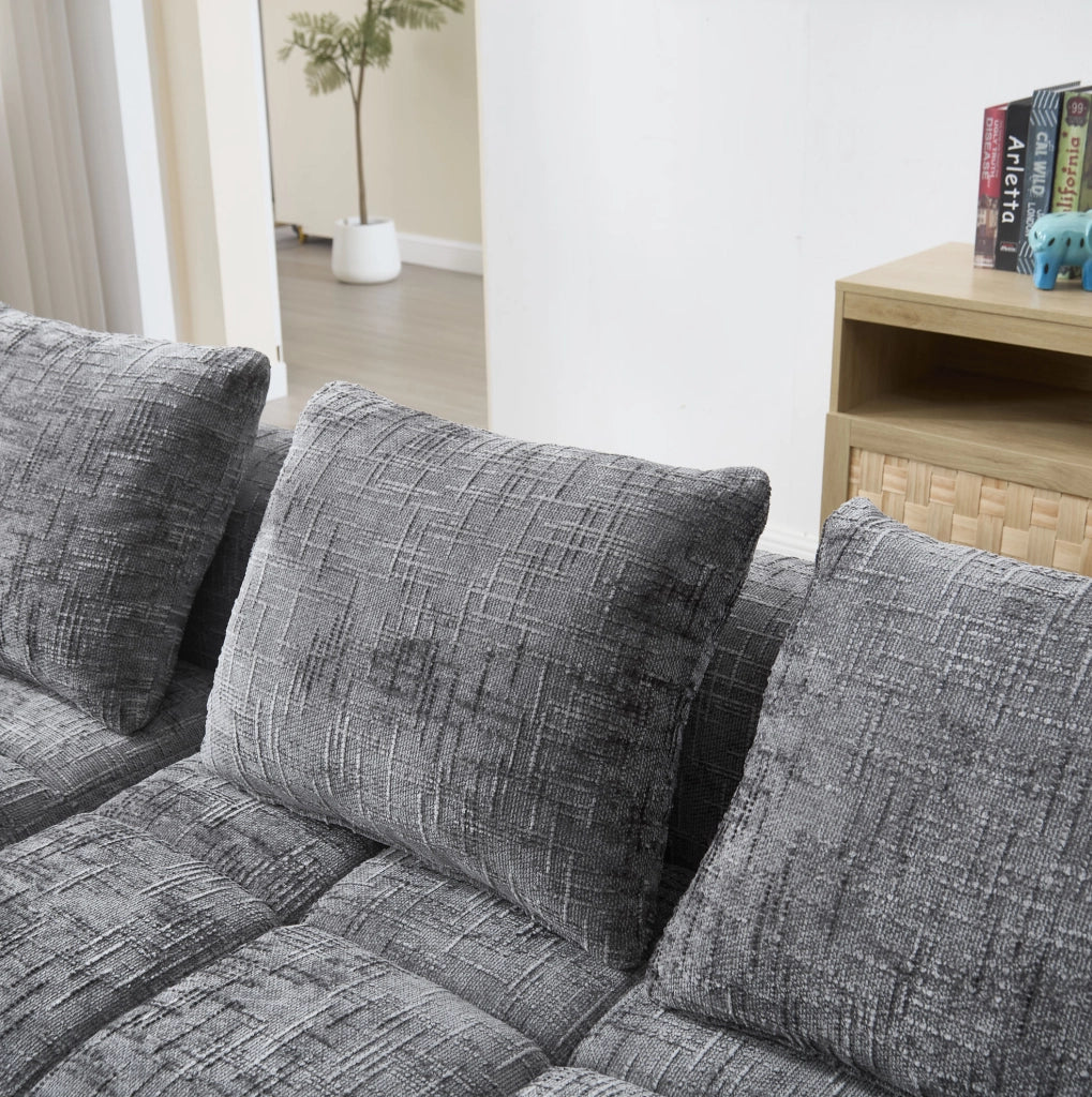 Divano angolare 250x158x60 cm senza installazione in chenille grigio