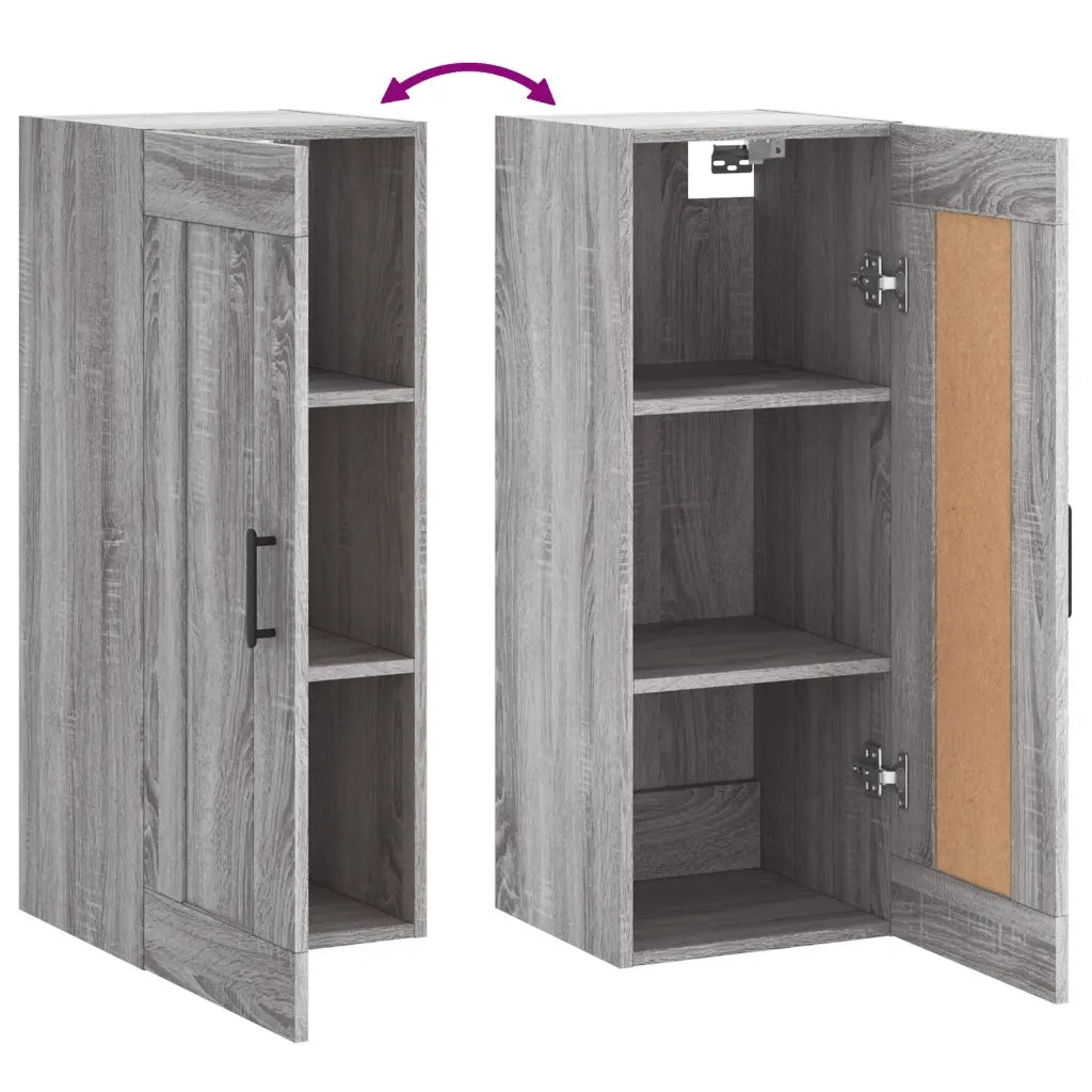 Mobile a Parete Grigio Sonoma 34,5x34x90 cm Legno Multistrato 830514