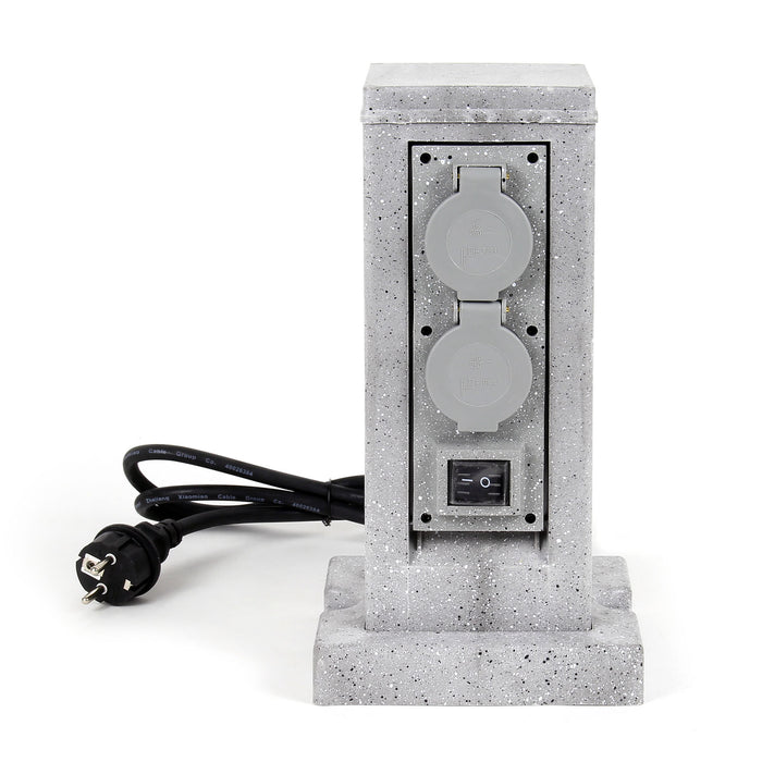 Colonna multipresa effetto granito, con 4 prese e 2 interruttori on/off, per esterno IP44