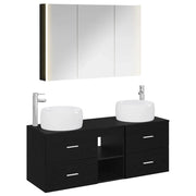 Set di mobili per il bagno 4 pcs Rovere Nero 3407024
