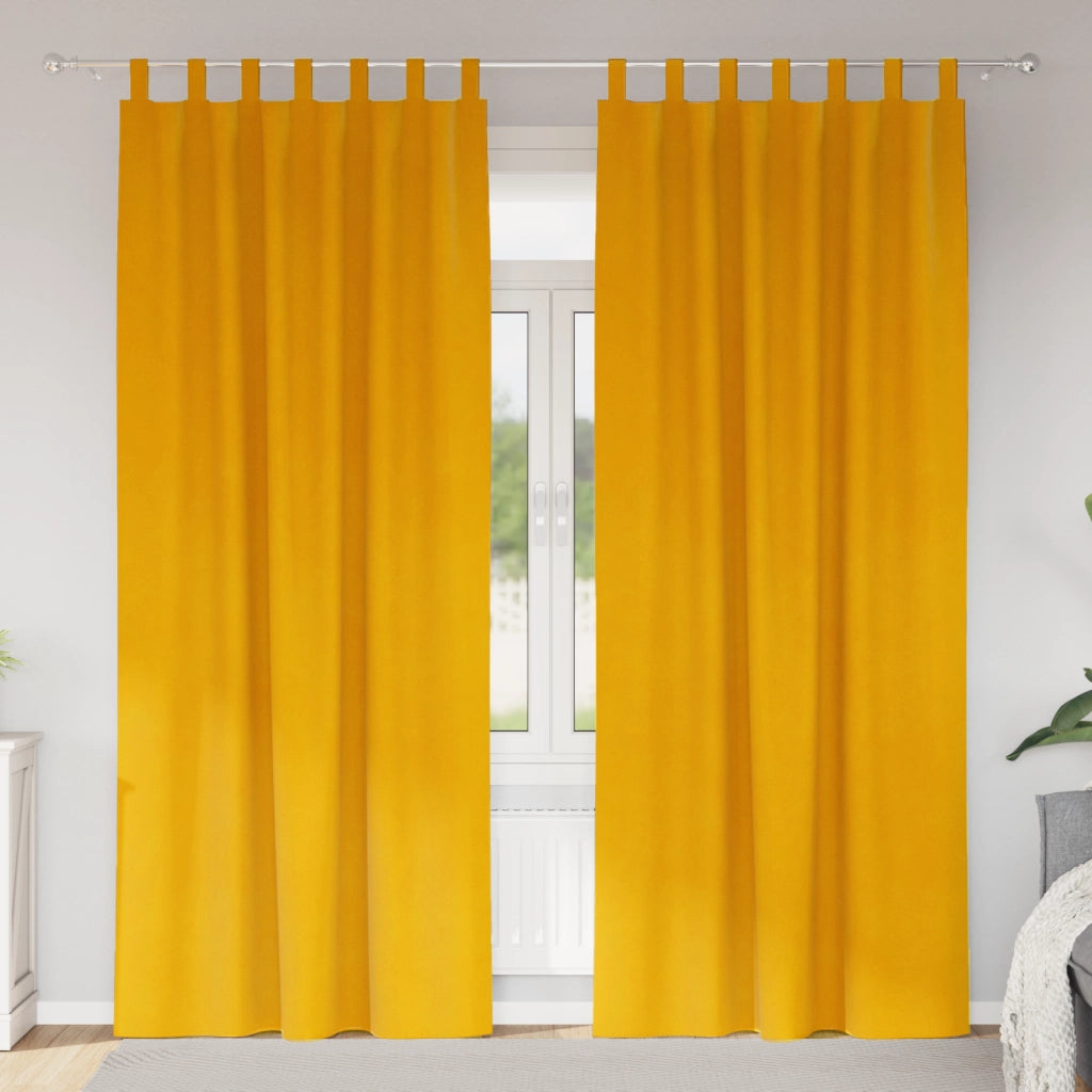 Tende oscuranti  con anelli di sospensione 2 pz Giallo senape in velluto