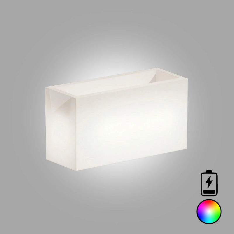 Vaso Fioriera luminosa moderna di design 80x35 H50 in polimero resistente con LED multicolor con bateria per interno ed esterno - Made in Italy