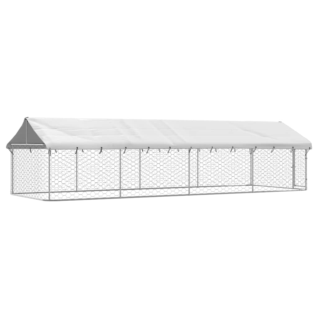 Cuccia/gabbia/recinto per animali domestici da esterno con tetto 600 x 200 x 150 cm Argento 02_0041911