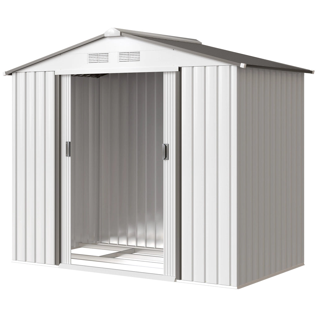 Casetta da giardino ¨C zephmum ¨C bianco metallo 213x130x185 cm