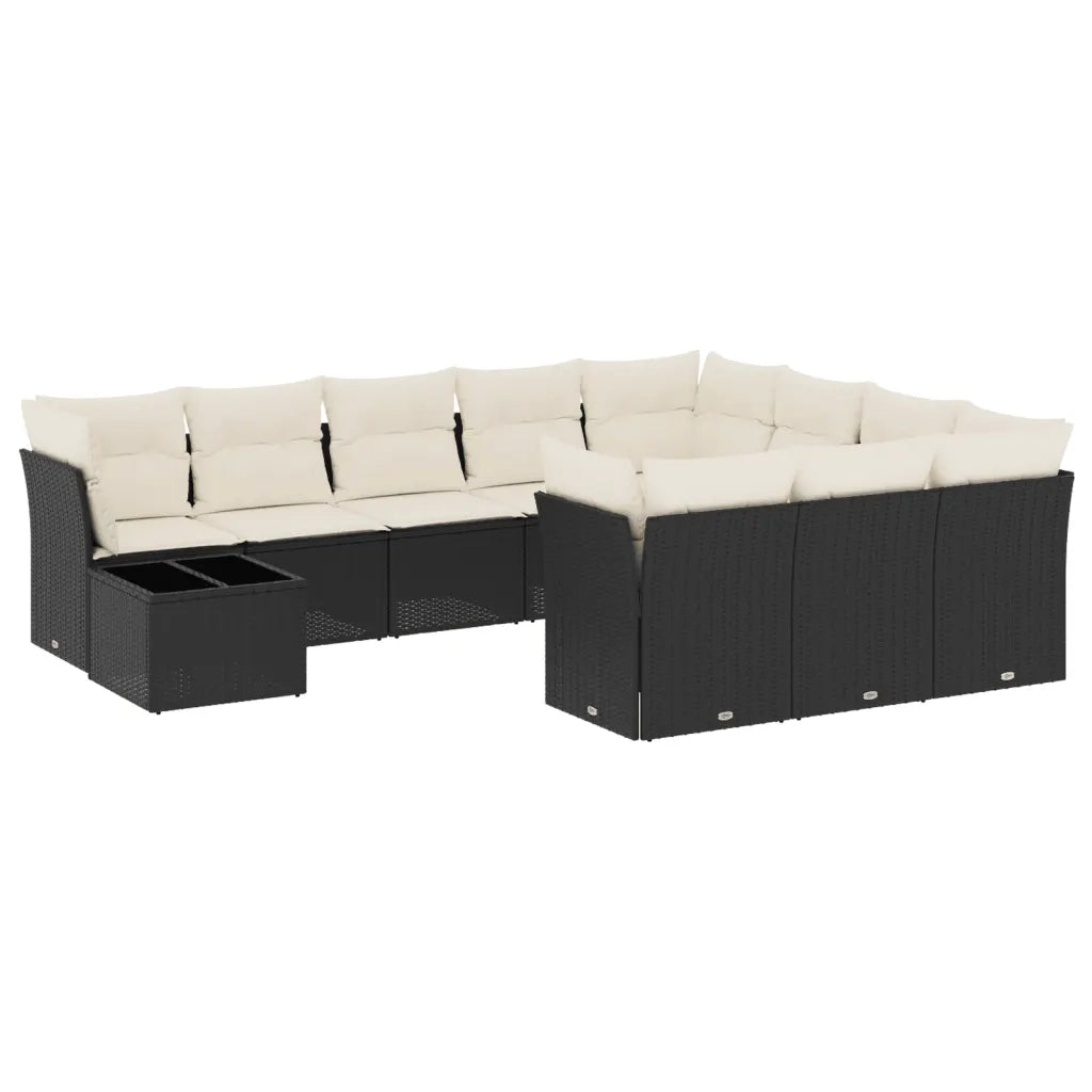 Set Divani da Giardino 11 pz con Cuscini in Polyrattan Nero