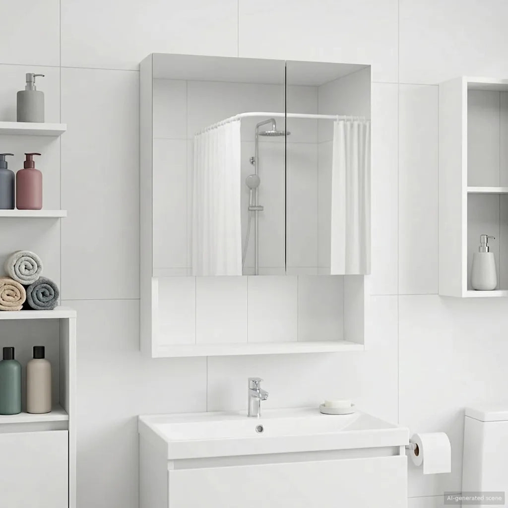 Mobiletto per specchio da bagno Bianco 50 x 14,5 x 70 cm