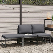 Salotto da Giardino-Set Divani da Giardino3 pz con Cuscini Grigio in Polyrattan
