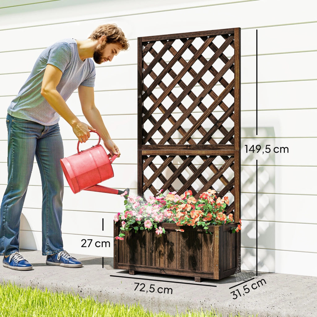 Hochbeet con griglia per rampicanti ¨C zephmum ¨C 72.5x31.5x149.5 cm, marrone, legno