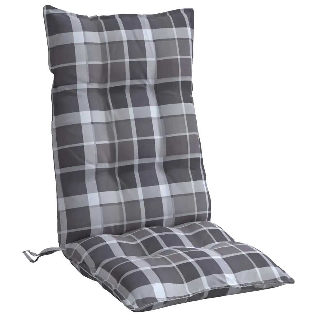 Cuscini Sedia Schienale Alto 2 pz Quadri Grigio Tessuto Oxford 377644