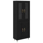 Credenza 2 pz | Madia | Buffet da pranzo | Armadio da pranzo Rovere Nero Legno multistrato