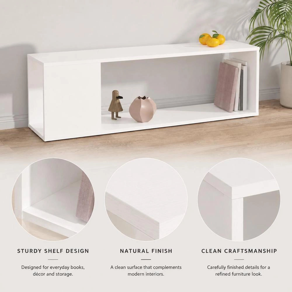 TV Cabinet, White, 100x24x32 Cm, Wood-based Material