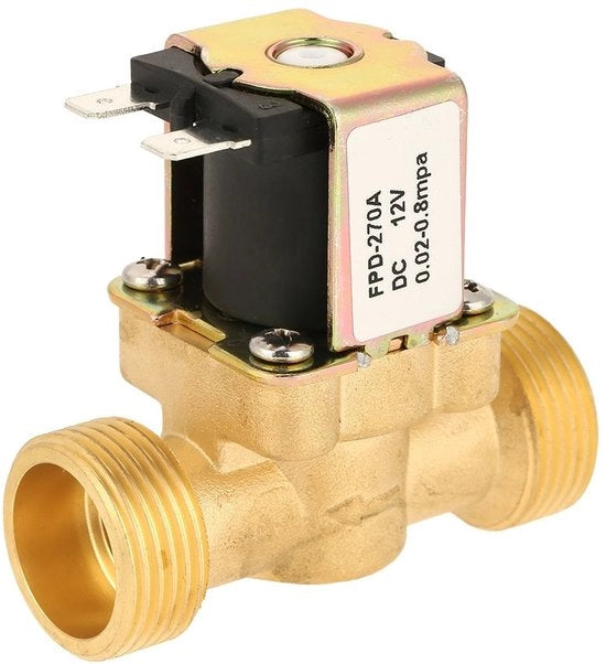 Vitello magnetico 12V - Chiusura normale - Coperchio in ottone - Coperchio solenoide - Per acqua - Pressione fino a 0,8 MPa