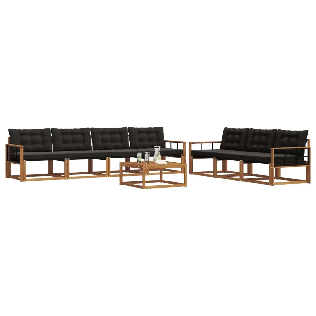 Set di divani da esterno con cuscino 8 pcs Naturale e Nero 3369271