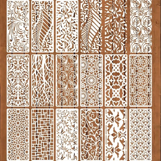 Set di 15 stencil per dipinti, creazione di mobili, decorazione di torte, disegno di texture, decorazioni in legno per pareti, ecc.