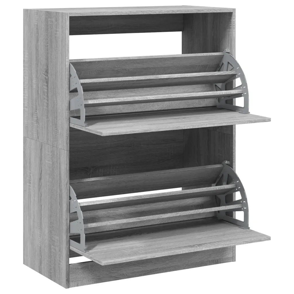 Scarpiera 2 Cassetti Ribaltabili-Scaffale per scarpe Grigio Sonoma 80x42x108 cm