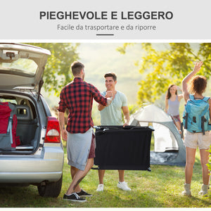 Lettino Prendisole da Giardino Pieghevole 188x56x28cm in Acciaio e tessuto Oxford Nero