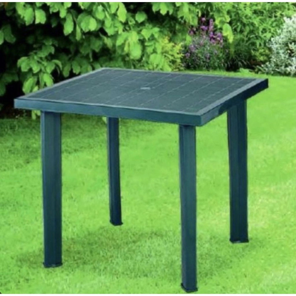 Trade Shop - Tavolo In Plastica Da Giardino Tavola Quadrata Verde 80x75xh72cm Resistente 020353 -