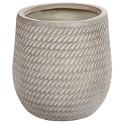 Vaso rotondo per piante in fibra di argilla con motivo in rilievo beige ⌀ 27 cm giardino terrazzo