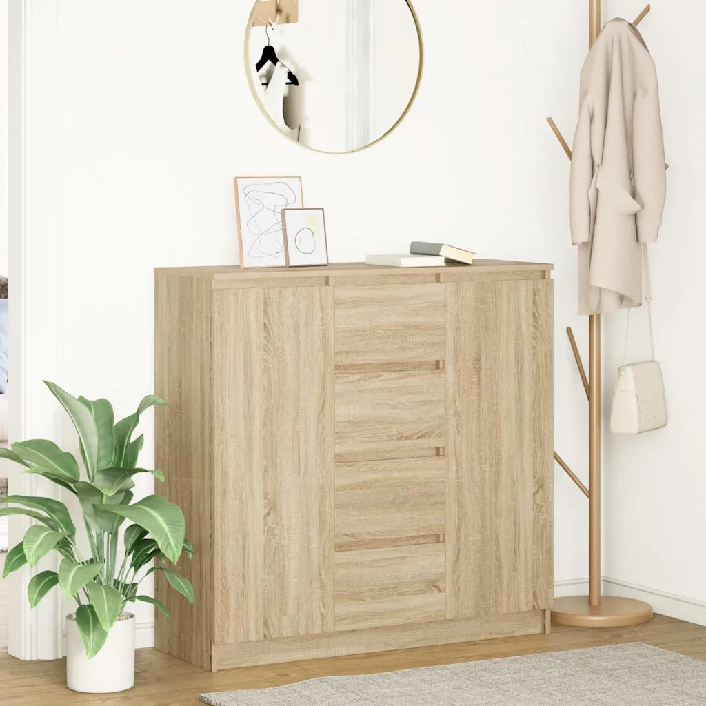 Credenza | Madia | Buffet da pranzo | Armadio da pranzo con Cassetti Rovere Sonoma 100,5x35x98,5 cm Truciolato