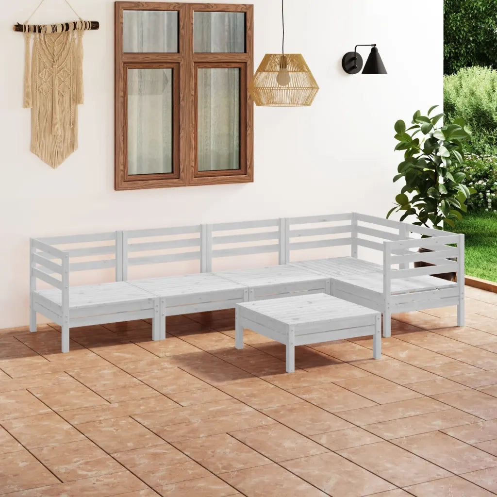 Set Salotto da Giardino 6 pz | Set di Mobili da Esterno in Legno Massello di Pino Bianco