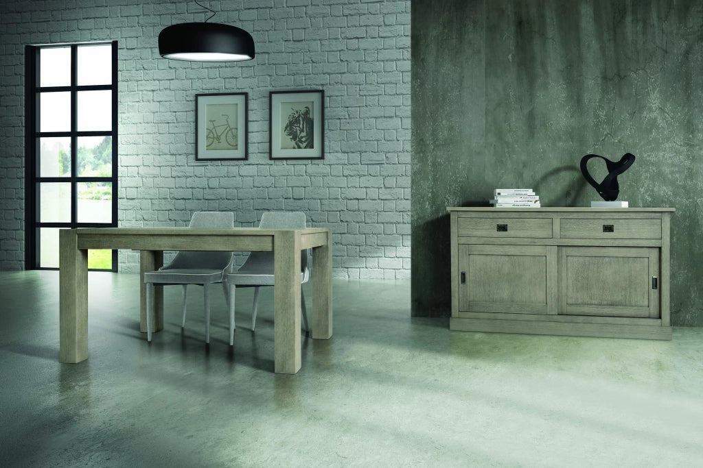 Madia credenza 2 ante scorrevoli 2 cassetti in rovere patinato 150x50x90h (864) - Mobili 2G
