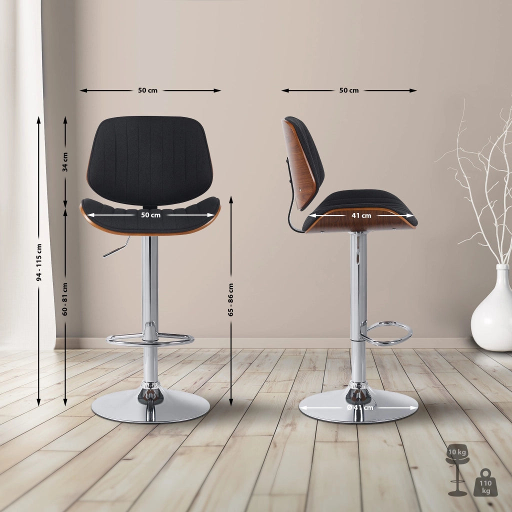 Set di 2 sgabelli da bar Clawson in tessuto cromato 3