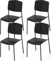 Set di Sedie da Pranzo da 4 Pezzi, Sedie Laterali senza Bracci con Schienale Ergonomico e Seduta Ampia, Sedie da Cucina Accumulabili per Casa e Ufficio, Portata 160 kg (Nero)