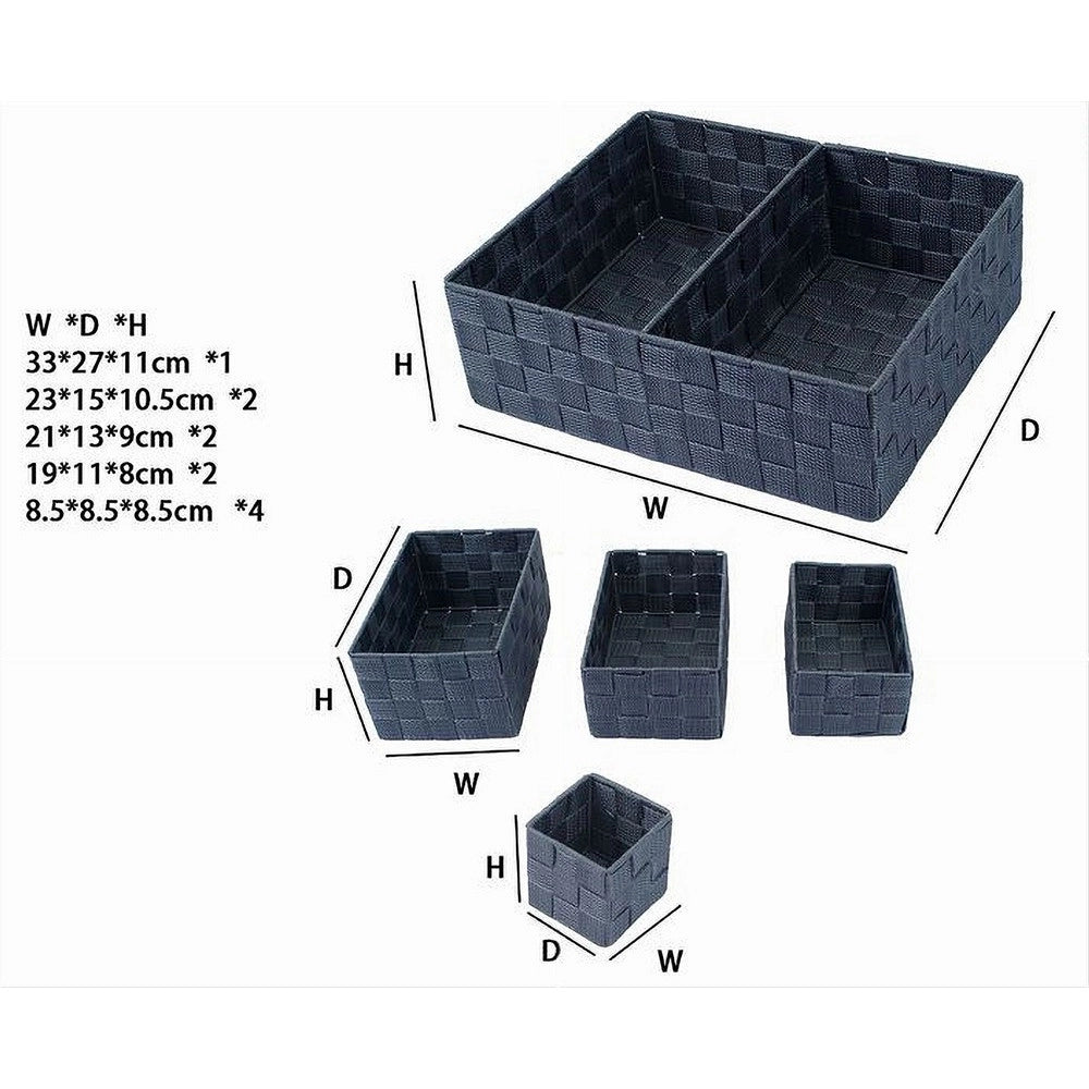 Trade Shop - 11 Pz Scatole Tessuto Componibili Organizer Bagno Armadi Cassetti Scaffali 79080 -