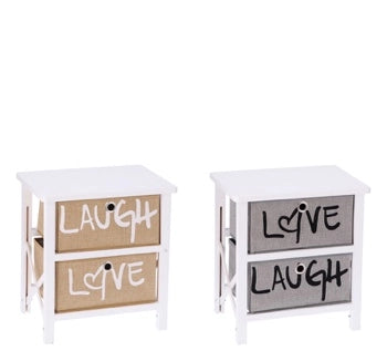 Mobile Cassettiera in Legno MDF 2 Cassetti  40 x 29 x 43 cm 2 Colori