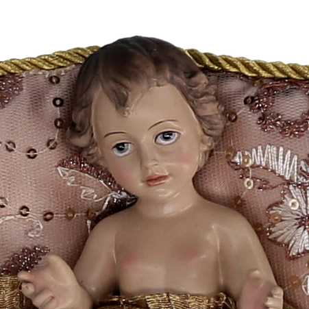 Natività tessuto su cuscino rosa cm xh19