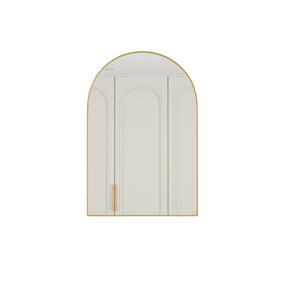 Armadietto Specchio con Ripiani Regolabili a Muro ¨C MINIMAL ¨C Oro