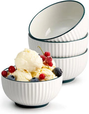 Set di 4 ciotole ceramica per dessert e gelato da 300ml con bordo verde
