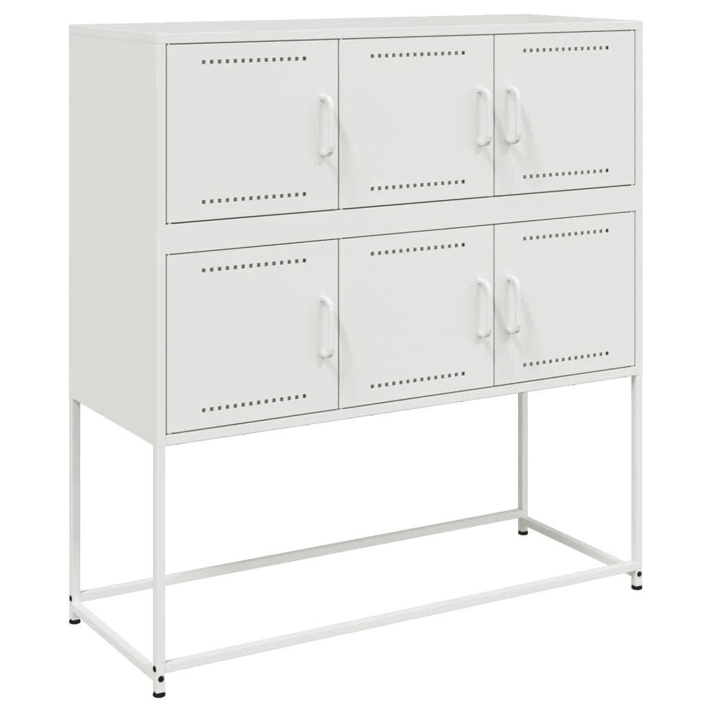 Buffet credenza cassettiera armadio mobile contenitore organizer per cucina soggiorno salotto 100,5 x 39 x 107 cm acciaio bianco 02_0030143