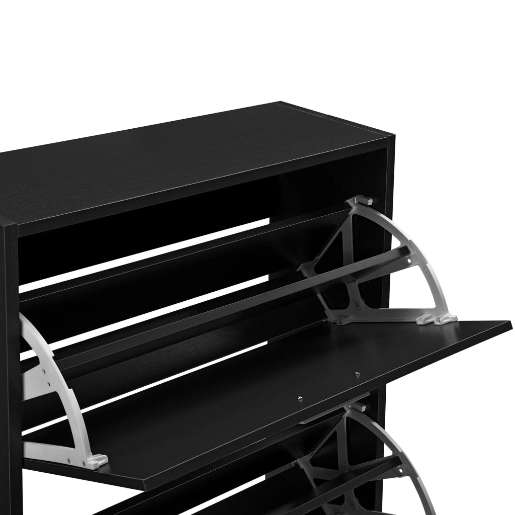 Scarpiera/mobile contenitore con 2 scomparti pannello di particelle 63 x 24 x 81 cm nero 03_0005171
