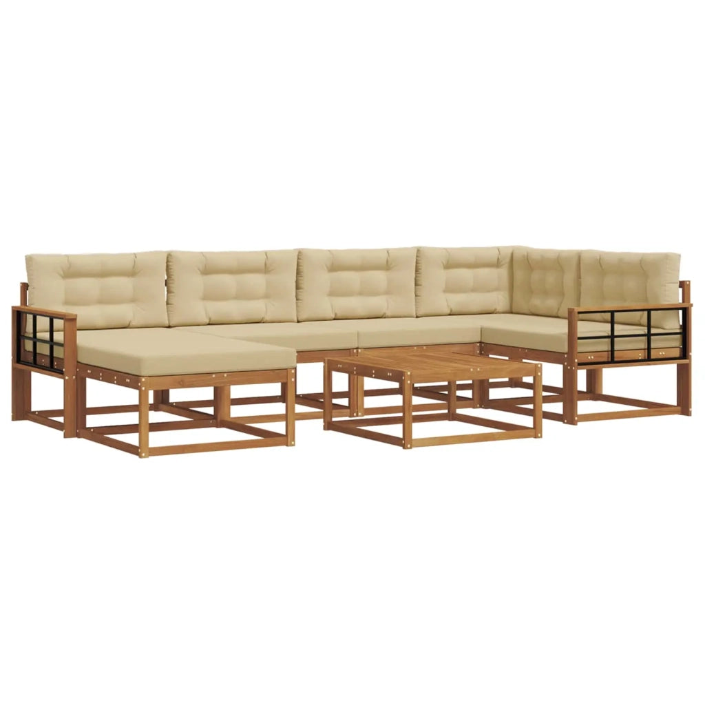 Set di divani da esterno con cuscino 7 pcs Naturale e Beige 3367871