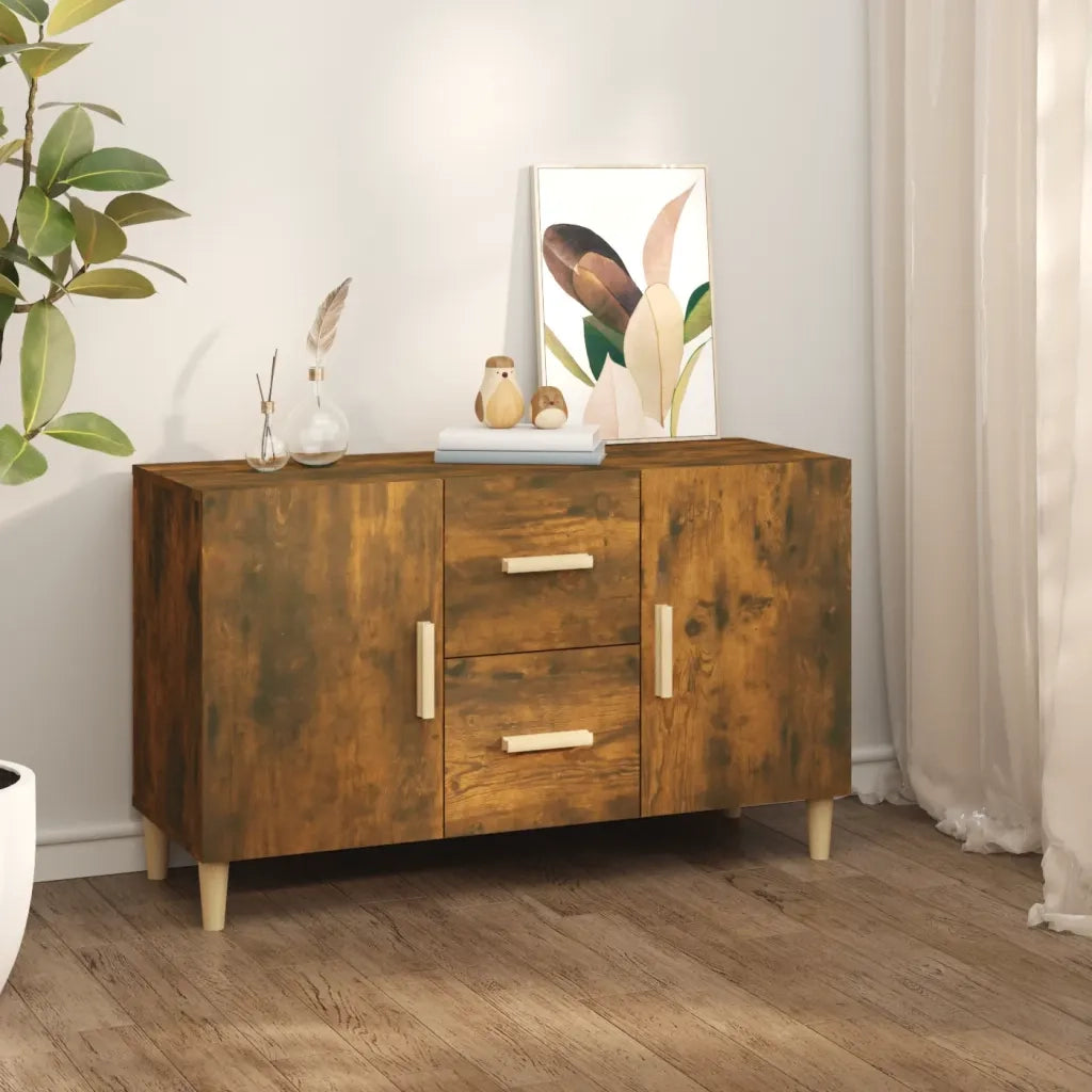 Credenza | Madia | Buffet da pranzo | Armadio da pranzo Rovere Fumo 100x36x60 cm in Legno Multistrato