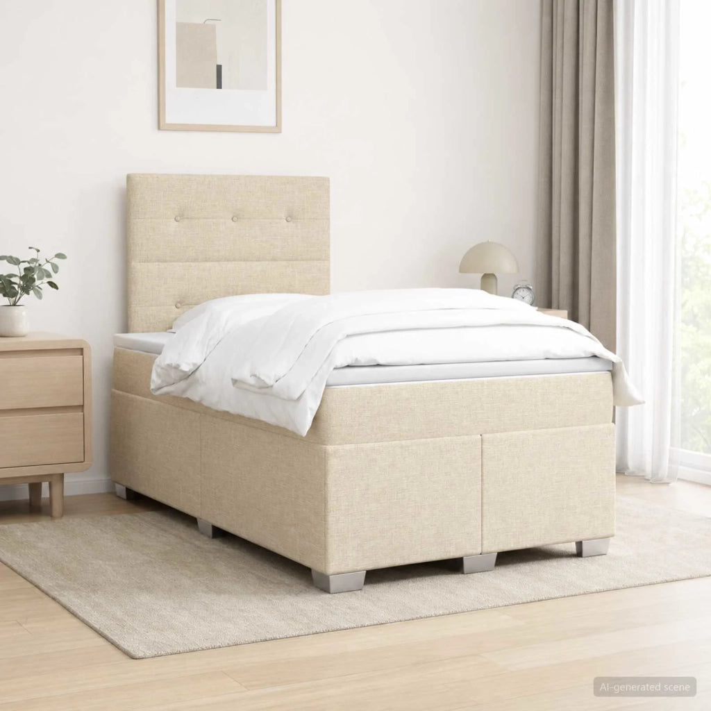 Letto box spring con materasso Crema 120 x 190 cm Tessuto 3453365