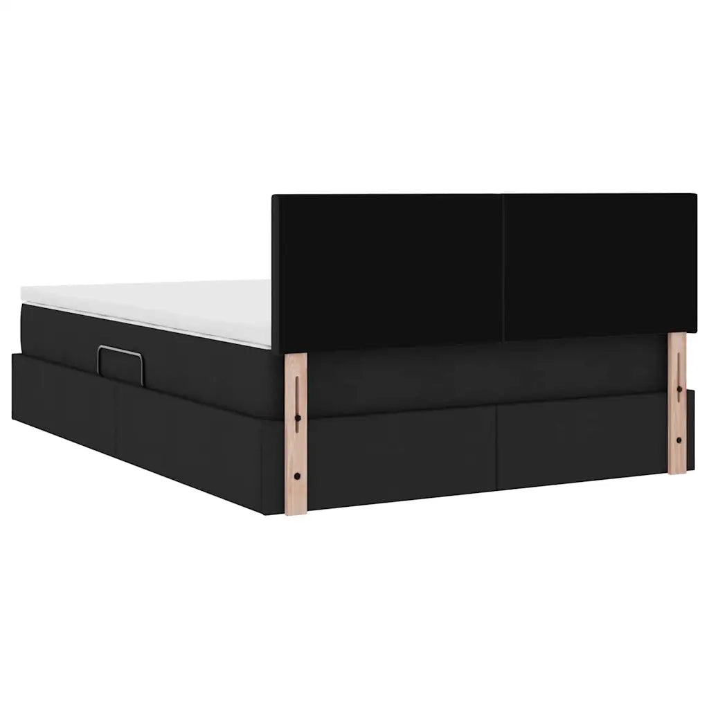 Letto con contenitore e materasso Nero 140 x 200 cm