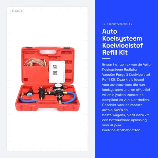 Kit di ricarica liquido refrigerante per auto - Sostituzione rapida - Universale - Strumento di purga a vuoto - Adatto per SUV e furgoni - Incluso...