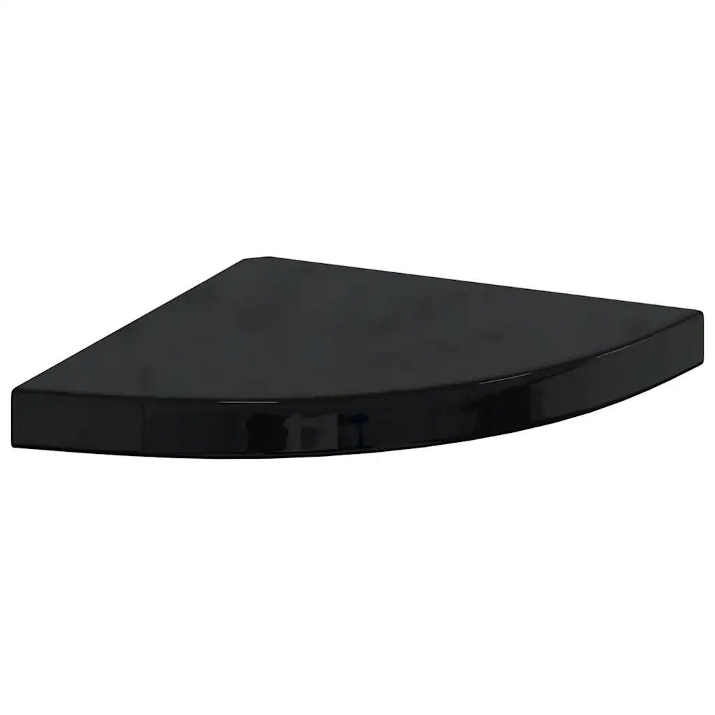 4 pz Scaffali Angolari a Parete | Mensola sospesa Nero Lucido 35x35x3,8 cm MDF