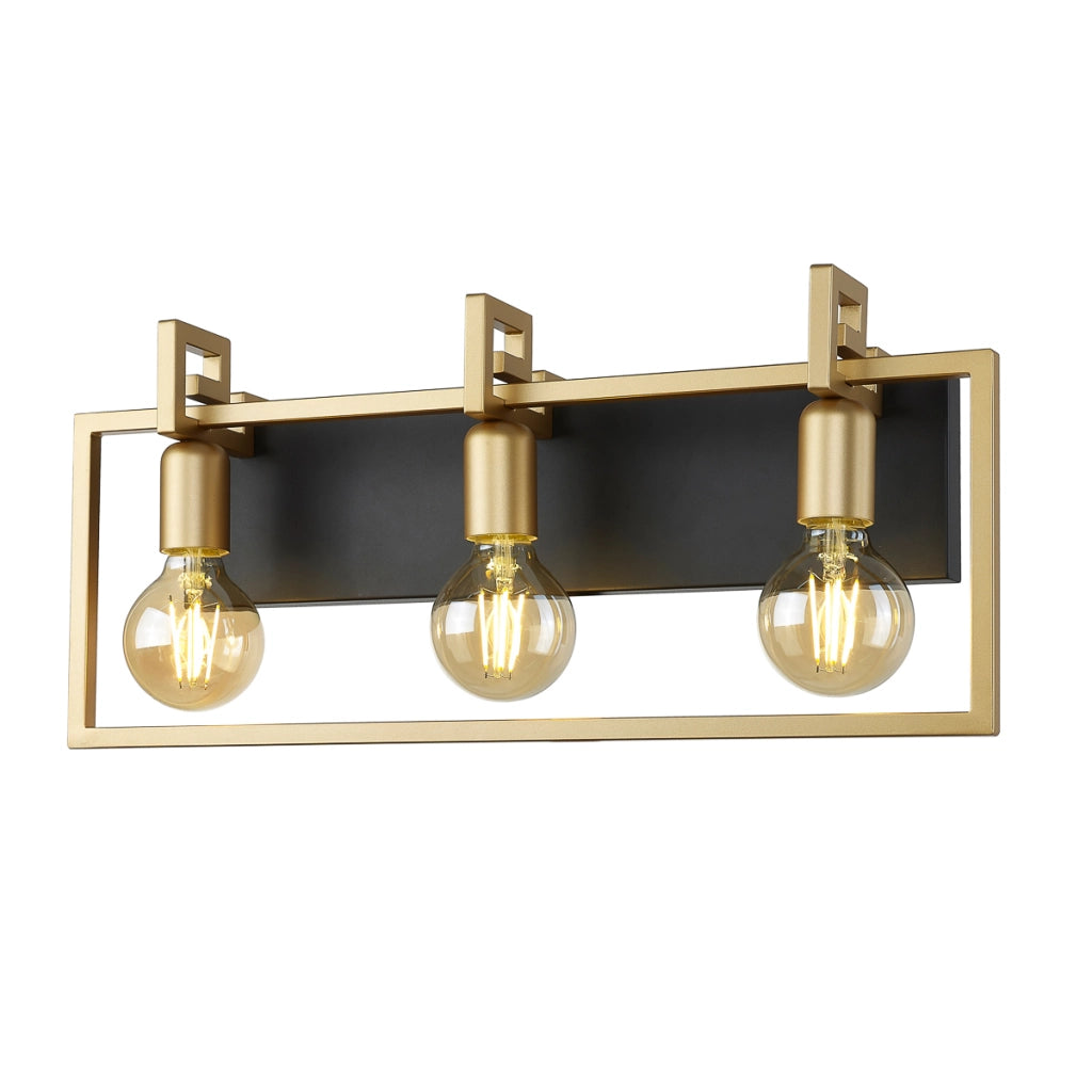 Applique glamour nero ottone tripla 3xE27 Primero Italux