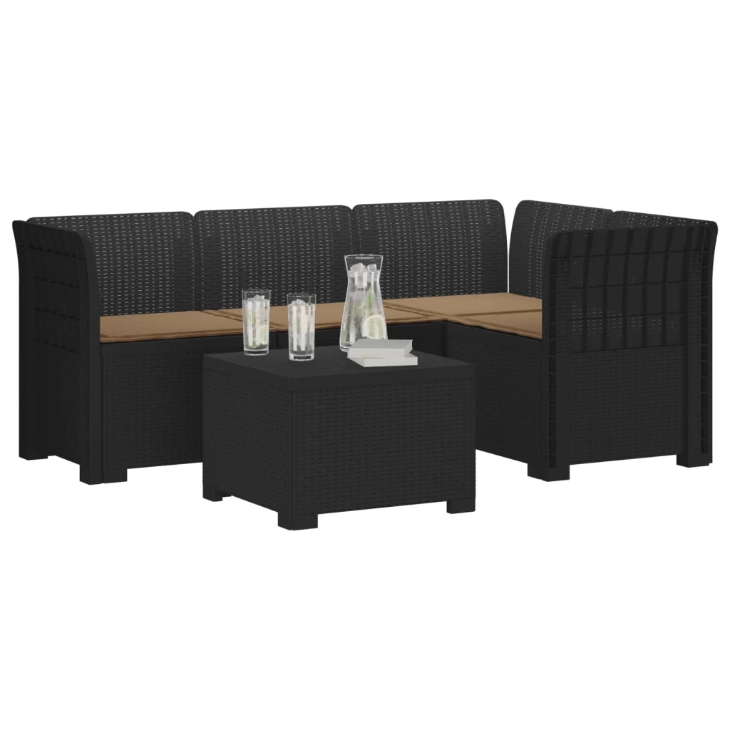 Divano da giardino 4 posti con cuscini aspetto rattan PP 3444000