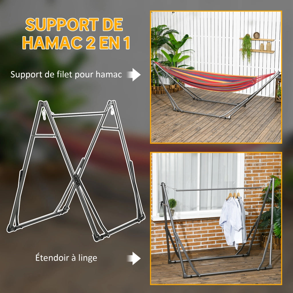 Supporto per Amaca Pieghevole 2 in 1 Portatile ¨C zephmum ¨C Struttura in Acciaio, Nero