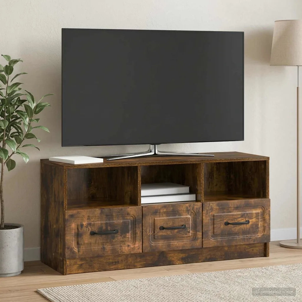 Mobile TV Rovere Fumo 102 x 34,5 x 47 cm Legno ingegnerizzato 895830