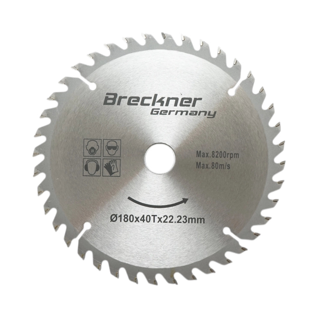 Disco circolare in widia per legno 180 × 22,23 mm, 40 denti, velocità massima 8.200 rpm Breckner Germany