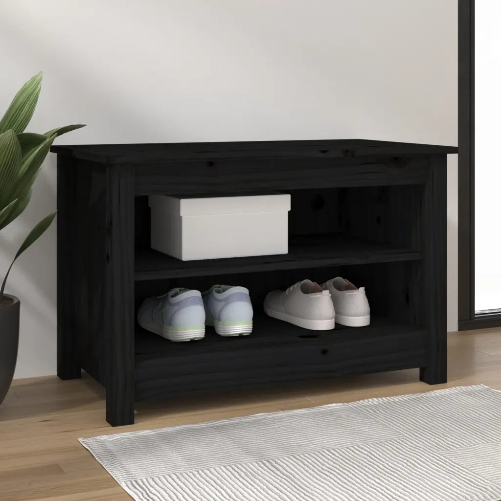 Scarpiera-Scaffale per scarpe Nera 70x38x45,5 cm in Legno Massello di Pino