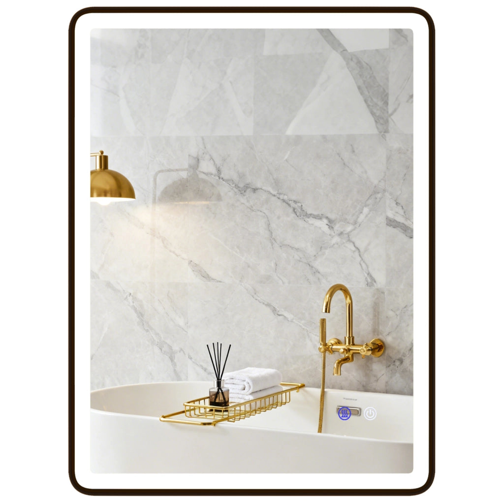 Specchio da Bagno LED Antiappannante Regolabile con Luce ¨C zephmum ¨C 80x60cm Nero