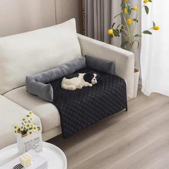 Cuscino per Cane in Tessuto, Protezione per Divano, Cuscino per Cane, Cuscino per Divano, Coperta per Cane, Gabbia per Cane morbida per Cane Grande, Medio Grande e Piccolo (Grigio-Nero, 75 × 75 cm)
