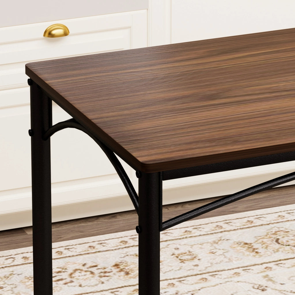 Tavolo da pranzo per 4 persone con 4 sedie salvaspazio industriale in truciolare e acciaio noce 110 × 60 × 76,5 cm