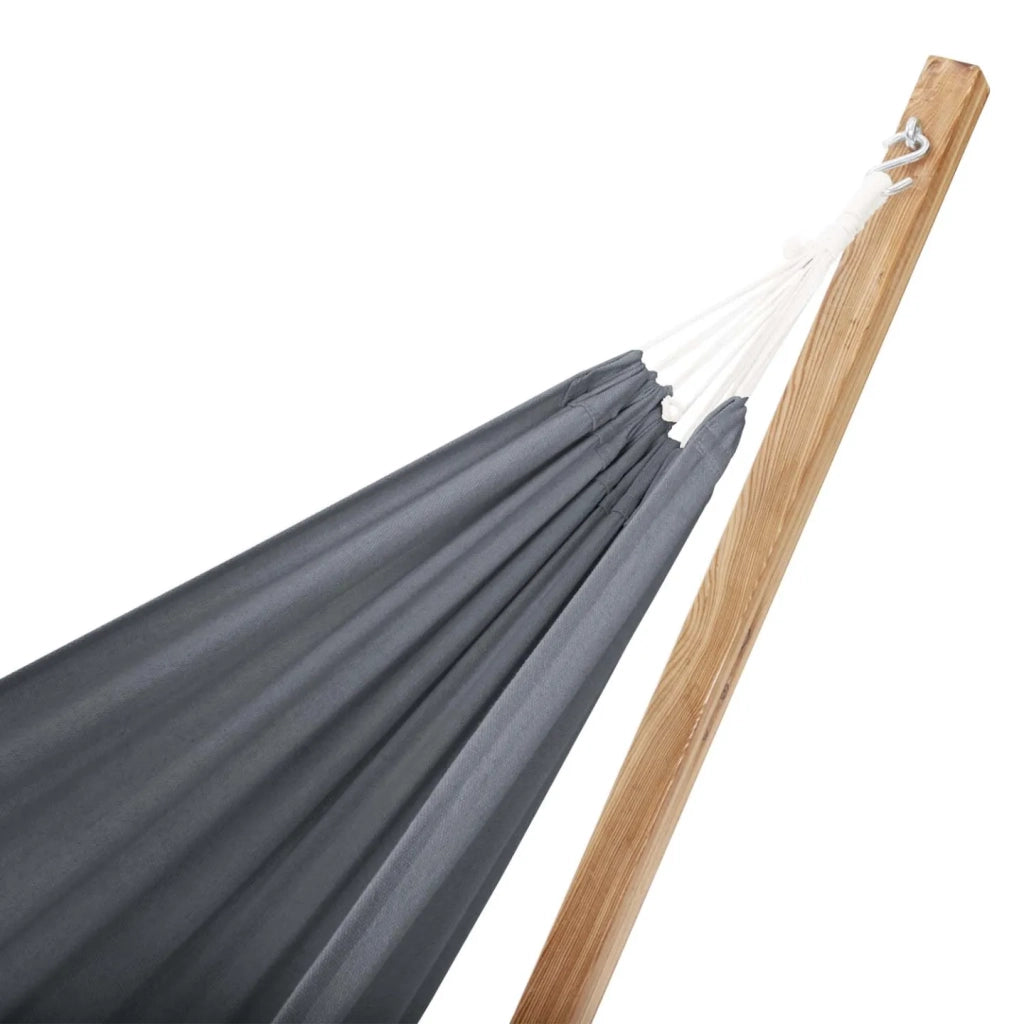 IDMarket - Amaca con supporto in legno e tela grigio antracite TAHITI